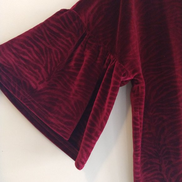 Red Velvet Puffy Sleeve Top - Picture 3 of 5